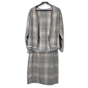 Vintage 50s Handmade Plaid Cardigan Mini Pencil Skirt Set 2X